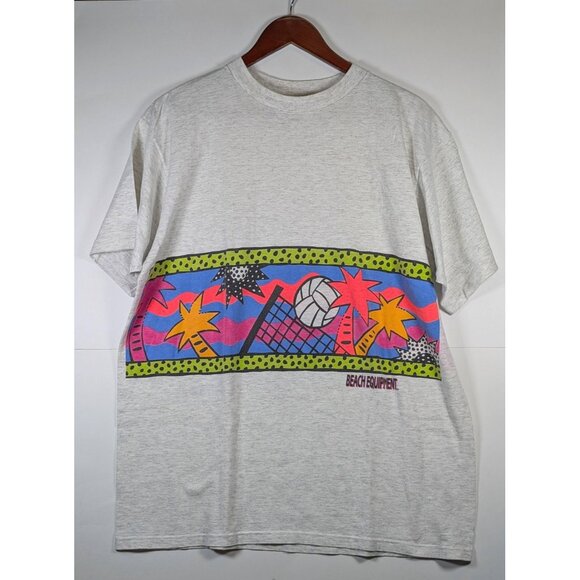 Vintage Beach Equipment Shirt Size Large Single Stitch Surf Beach 90s Skate VTG - Picture 1 of 5